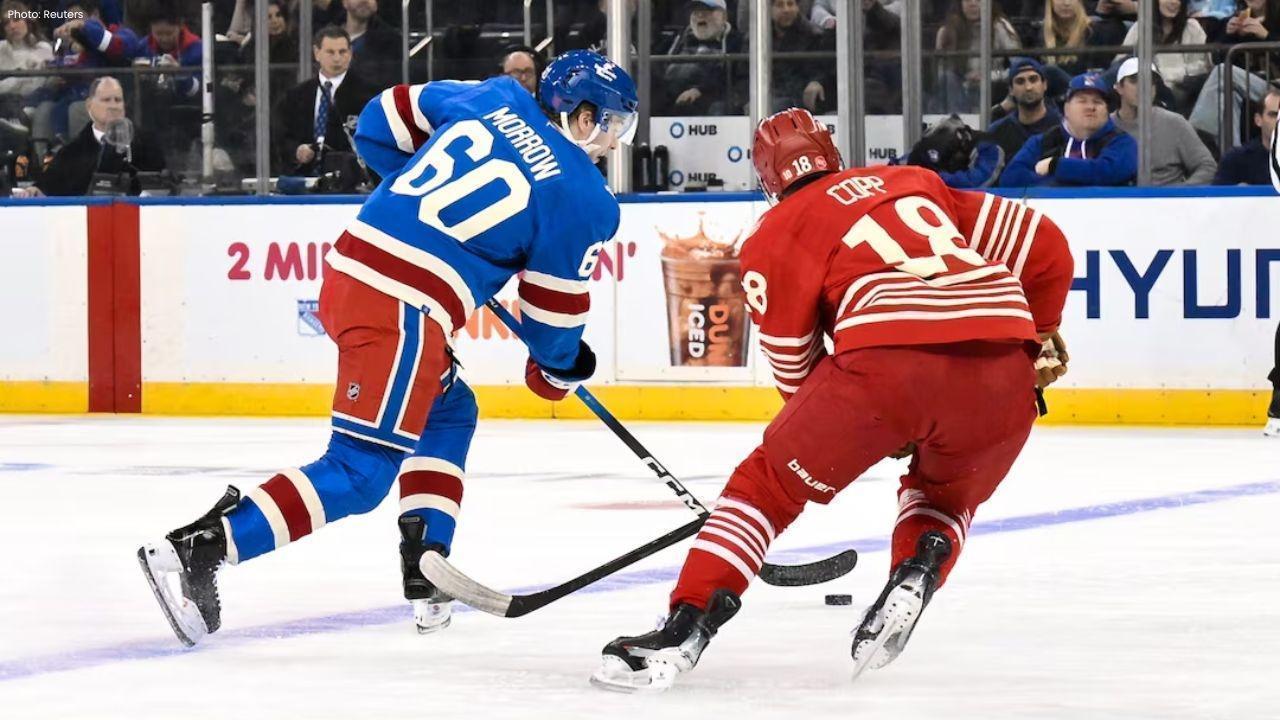 Red Wings Secure 2-1 Win Against Rangers with Late Goal from Raymond