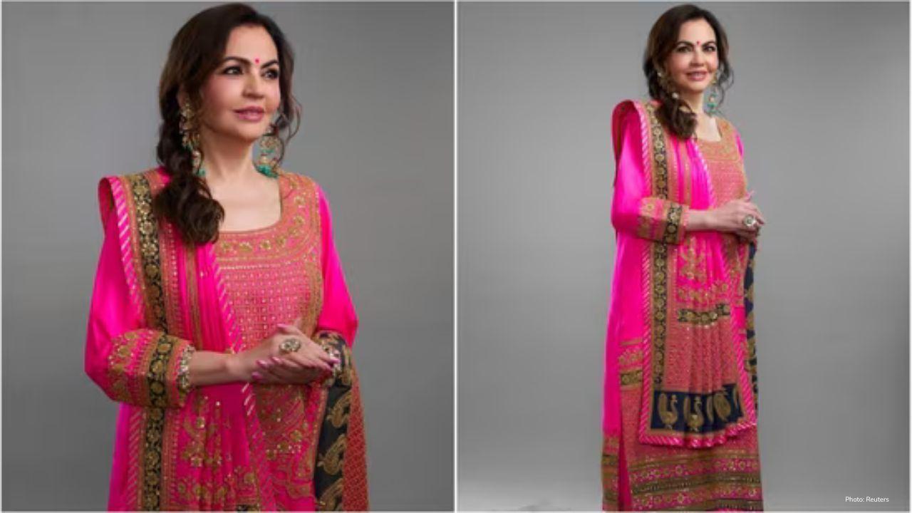 Nita Ambani Dazzles in Rani Pink Kurta at Grand Navratri Dandiya Festival