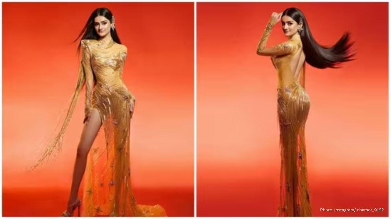Miss India Manika Vishwakarma Dazzles in Golden Attire at Miss Universe 2025 Finale