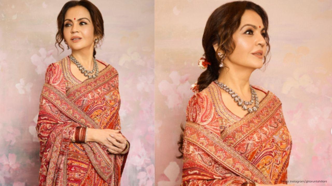 Nita Ambani Dazzles in Jamawar Saree at Temple Ceremony in Gujarat