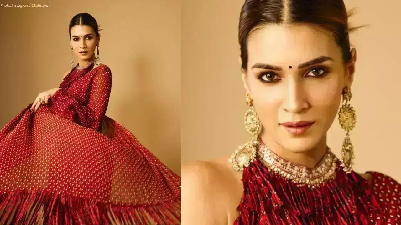 Kriti Sanon Wows in Red Saree During Tere Ishk Mein Promotions
