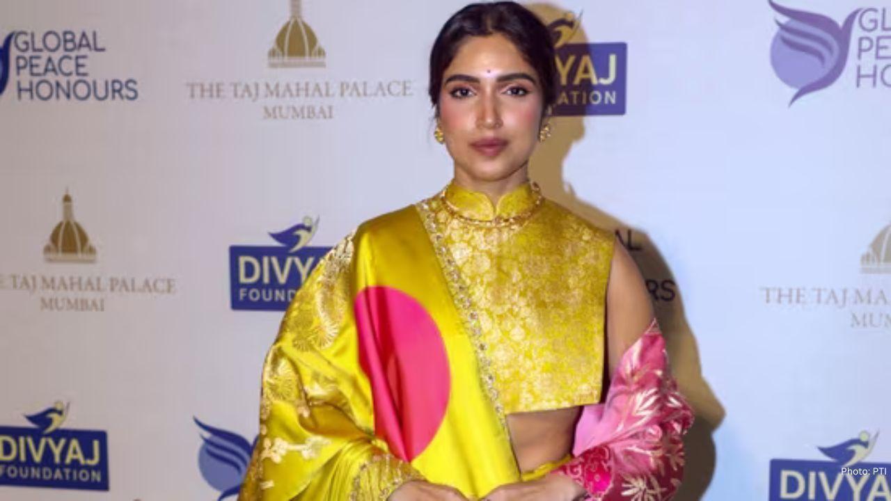 Bhumi Pednekar Dazzles in Elegant Yellow Saree at Global Peace Honours