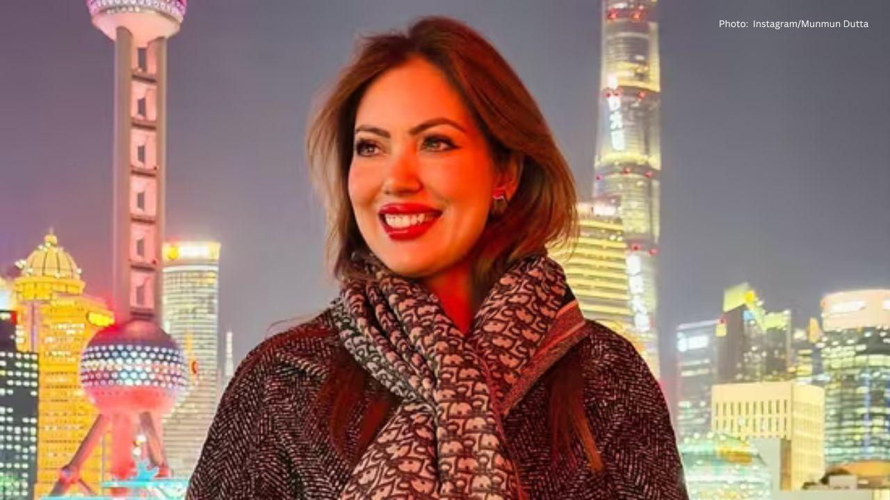 Munmun Dutta Dazzles in Glamorous Robe Dress on Her Shanghai Adventure
