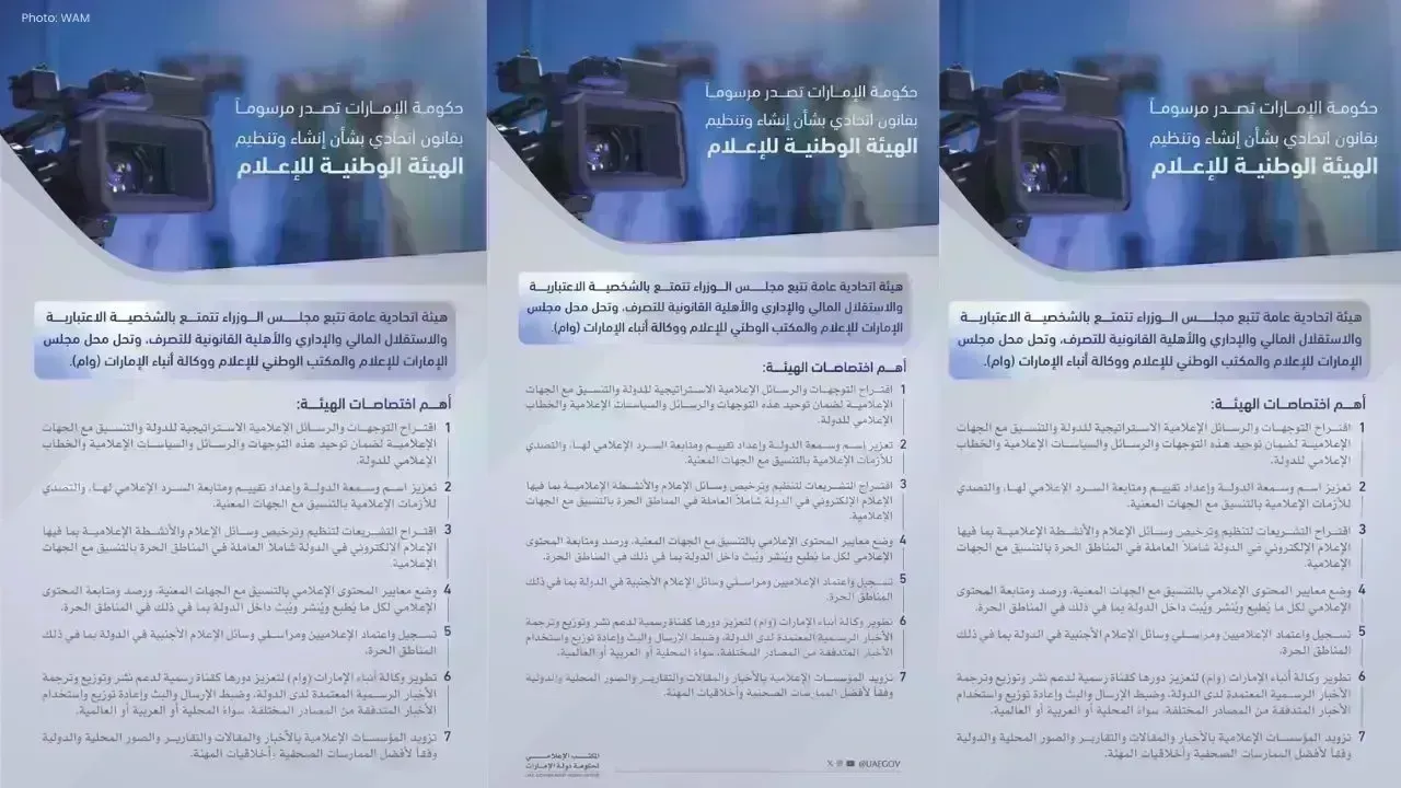 UAE Establishes National Media Authority Under New Law