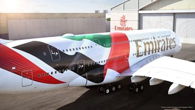 Emirates Airlines Showcases UAE Flag Livery on Airbus A380