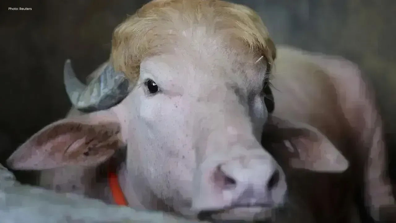 Unique Albino Buffalo 'Donald Trump' Rescued Ahead of Eid
