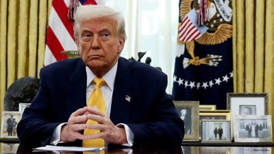 ‘Hide the Children’ Banner Targets Trump Ahead of Turkey NATO Summit